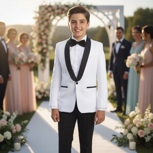 NWT Perry Ellis‎ Boys Tuxedo Set Solid 5-Piece Black Shawl Collar Wedding Formal